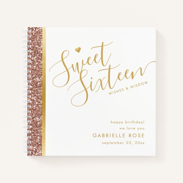 Sweet 16 Birthday Wishes Wisdom Advice Guest Book (Front)