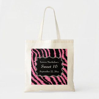Sweet 16 Black and Pink Zebra Pattern Tote Bag