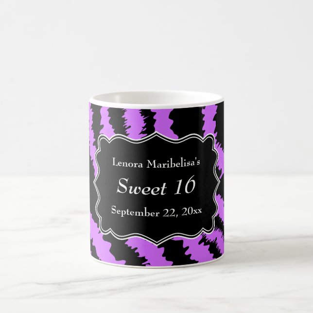 Sweet 16 Black and Purple Zebra Pattern Coffee Mug (Center)