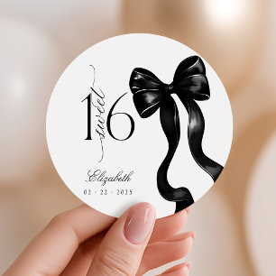 Sweet 16 Black Bow Party Stickers