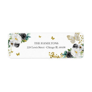 Sweet 16 Black Gold Floral Butterfly