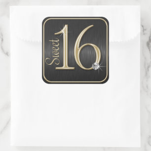 Sweet 16 Black/Gold Metallic Look Stickers