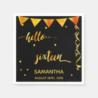 Sweet 16 black gold name party