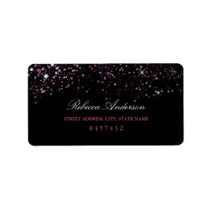 Sweet 16 Black Pink Sparkle Glitter Address Labels