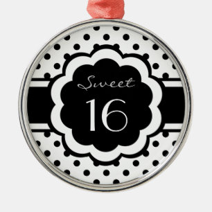 Sweet 16 Black Polka Dot Metal Tree Decoration
