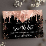 Sweet 16 black rose gold balloons glitter Save The Date<br><div class="desc">A black background decorated with blush,  rose gold faux glitter drips,  sparkles,  and balloons. Personalise and add a date and name/age.  The text: Save the Date is written with a large trendy hand lettered style script.</div>