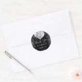 Sweet 16 black silver glitter name thank you classic round sticker (Envelope)