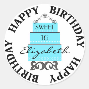 Sweet 16-Blue Cake Classic Round Sticker