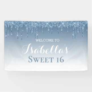 Sweet 16 | Blue Dripping Glitter Banner