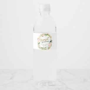 Sweet 16 Blush Floral Pink Butterfly Water Bottle Label