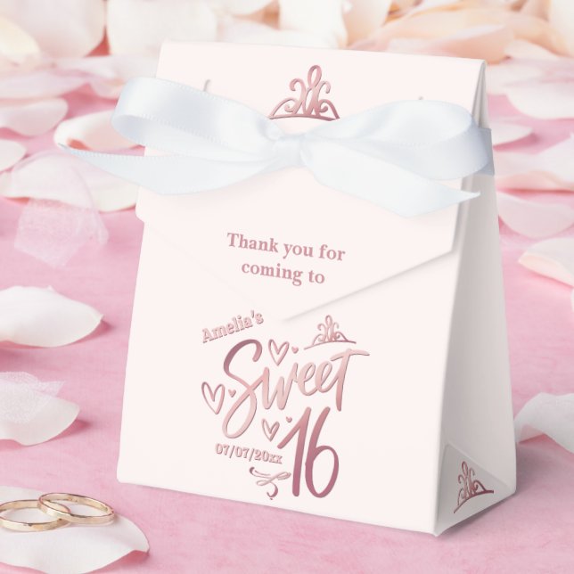 Sweet 16 blush pink favour box (Wedding)