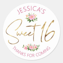 Sweet 16 Blush Pink Floral Watercolor Gold Script