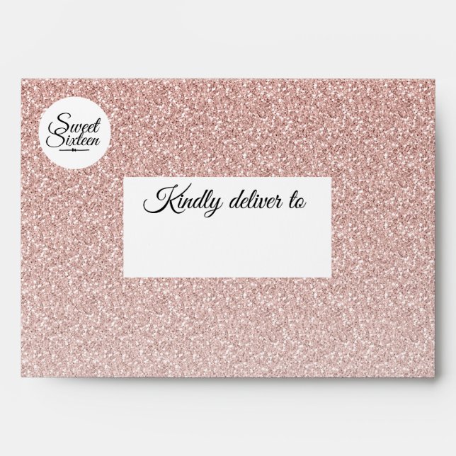 Sweet 16 Blush Pink Glitter Ombre Envelope (Front)