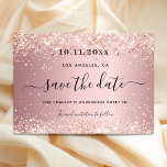 Sweet 16 blush pink glitter party save the date<br><div class="desc">A Save the Date card for a Sweet 16,  16th birthday party. A blush pink metallic looking background decorated with rose gold faux glitter dust. Personalise and add a date and name/age.  The text: Save the Date is written with a large trendy hand lettered style script with swashes.</div>