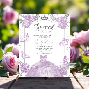 Sweet 16 Budget Photo Invitation Butterfly