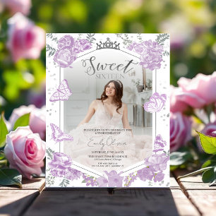 Sweet 16 Budget Photo Invitation Butterfly