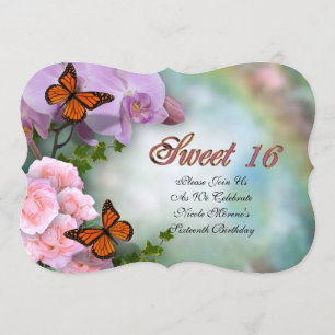 Sweet 16 Butterflies and Orchids Invitation