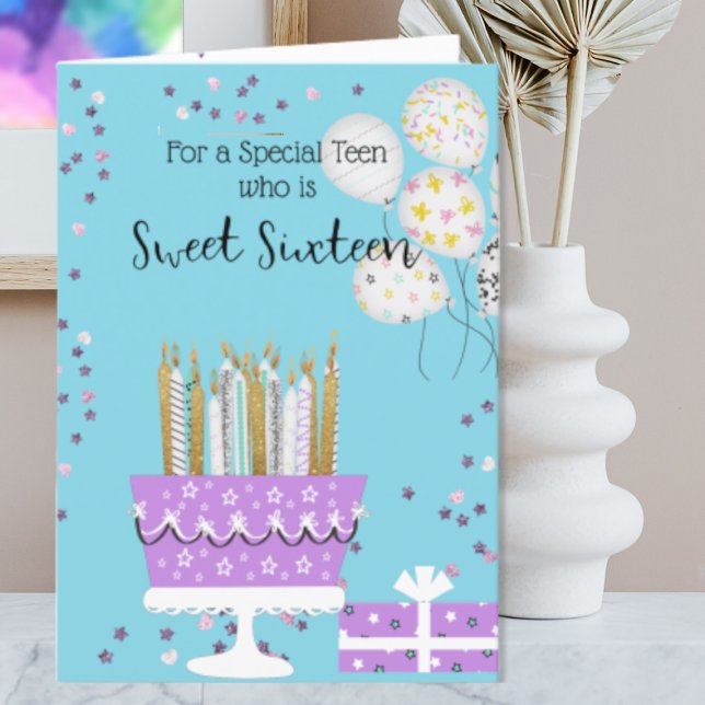 Sweet 16 Cake and Candles Birthday  Card (Creator Uploaded)
