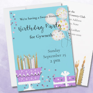 Sweet 16 Candles Birthday Party Invitation