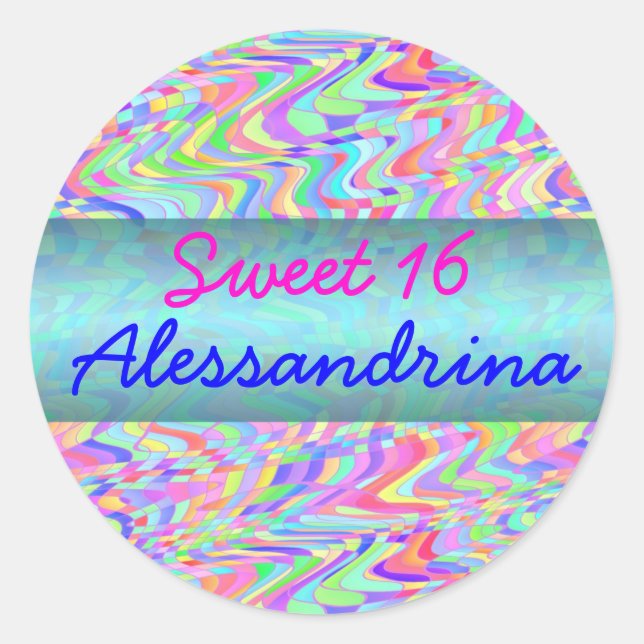 Sweet 16 Candy Confetti Customisable Classic Round Sticker (Front)