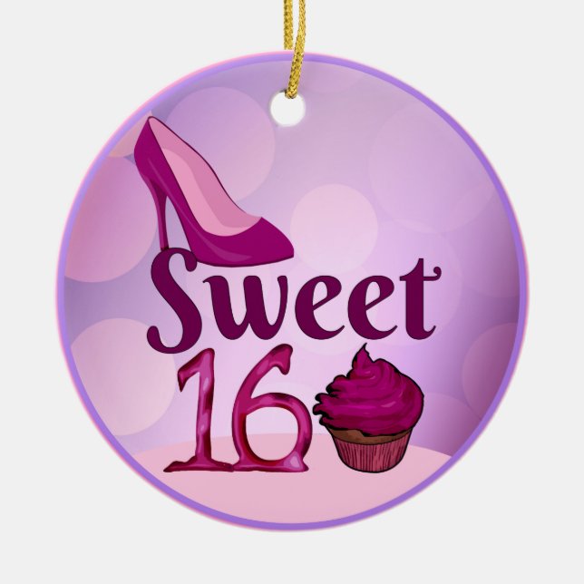 Sweet 16 ceramic tree decoration (Front)