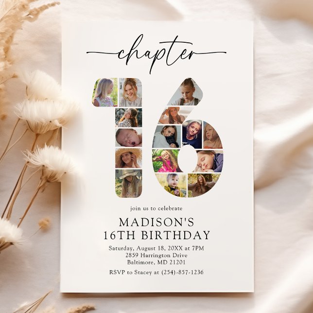 Sweet 16 Chapter Photo Birthday Invitation (Creator Uploaded)