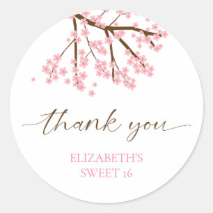 Sweet 16 Cherry Blossoms Birthday Spring Floral Classic Round Sticker