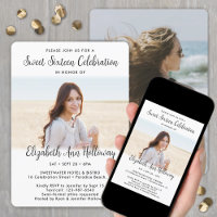 Sweet 16 Chic Modern Script 2 Photo Birthday Party