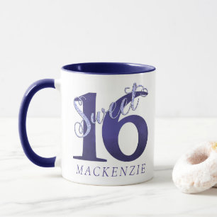 Sweet 16 Chic Purple Watercolor Script Name Mug