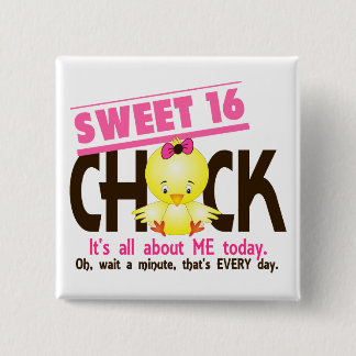 Sweet 16 Chick 3 15 Cm Square Badge