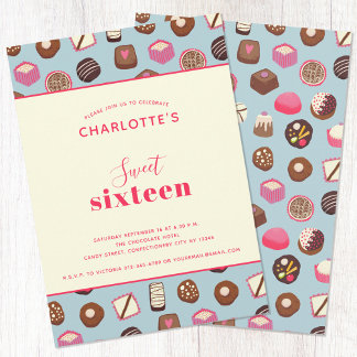 Sweet 16 Chocolate Candy Confectionery Birthday Invitation