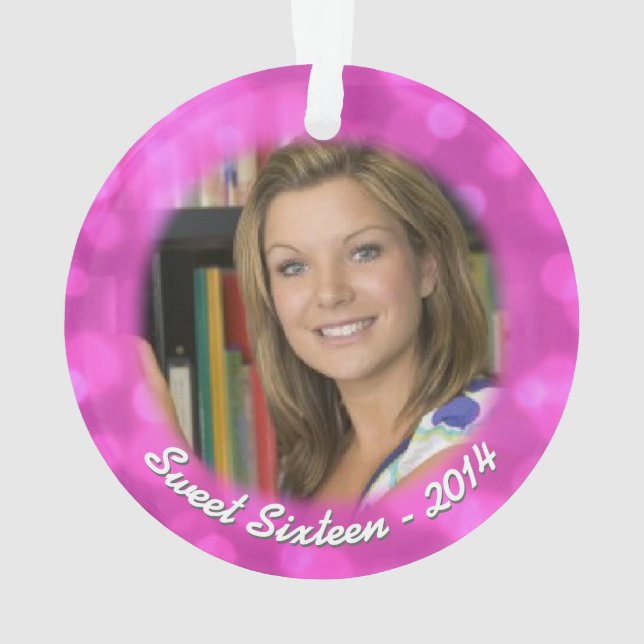 Sweet 16 Christmas Holiday Photo Ornament (Back)