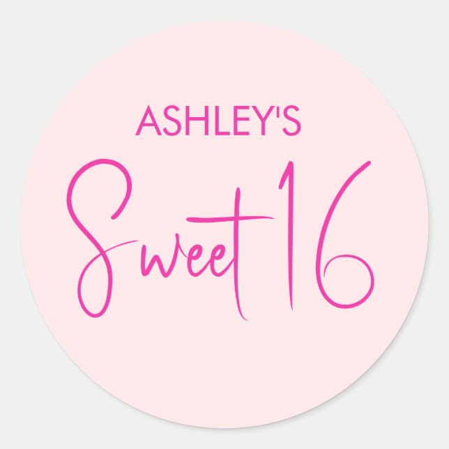 Sweet 16 classic round sticker (Front)