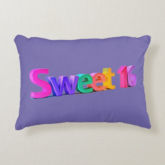 Sweet 16 colourful purple pillow. decorative cushion (Front)