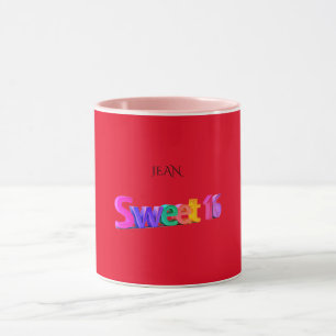 Sweet 16 combo mug/custom name.red/pink. mug