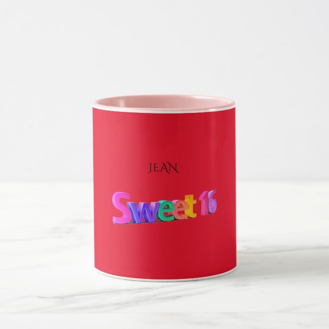 Sweet 16 combo mug/custom name.red/pink. mug (Center)