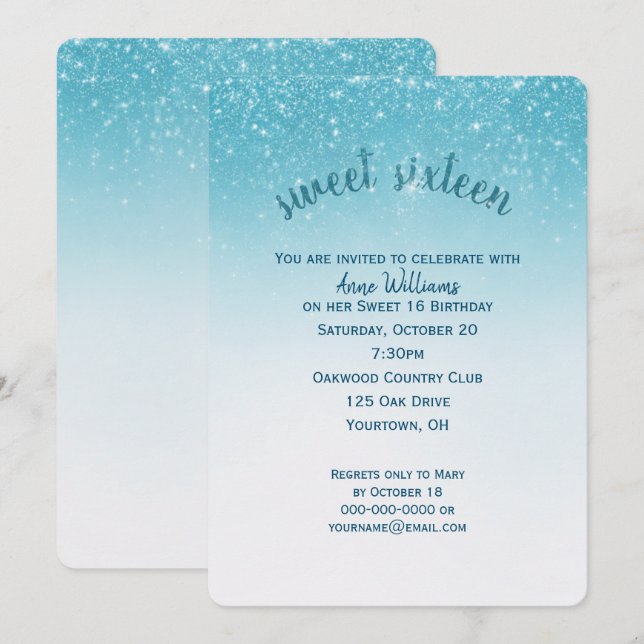Sweet 16 Confetti Glitter Invitation (Front/Back)