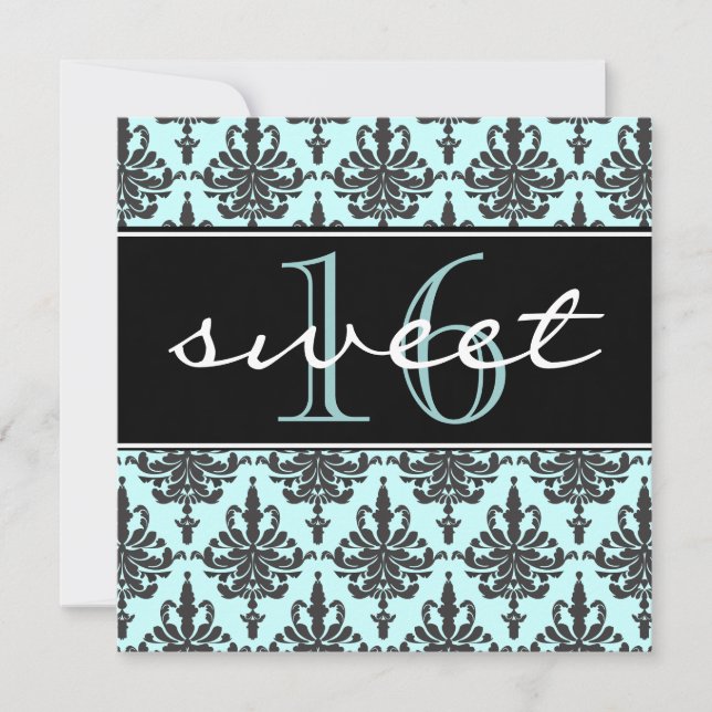 Sweet 16 Damask Birthday Party Invitation (Front)