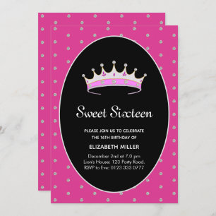 Sweet 16 Diamond Princess Birthday Party Invitation