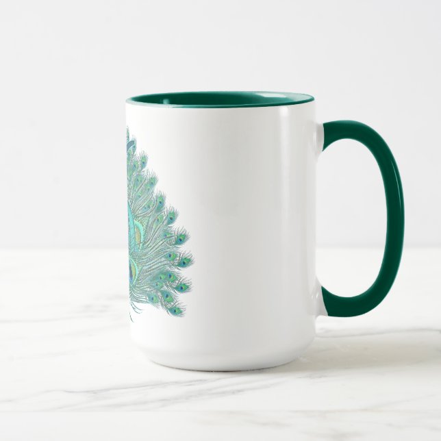Sweet 16 elegant peacock feather template mug (Right)