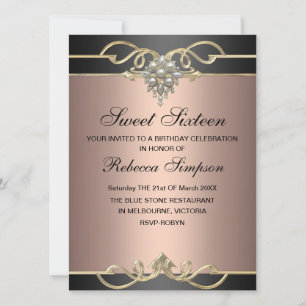 Sweet 16 Elegant Pearl Pink Birthday Invite
