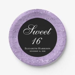 Sweet 16 Elegant Purple Birthday Party Paper Plate
