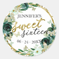 Sweet 16 Emerald Green Floral Butterfly