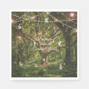 Sweet 16 Enchanted Forest Bunnies Fairies Lights Napkin