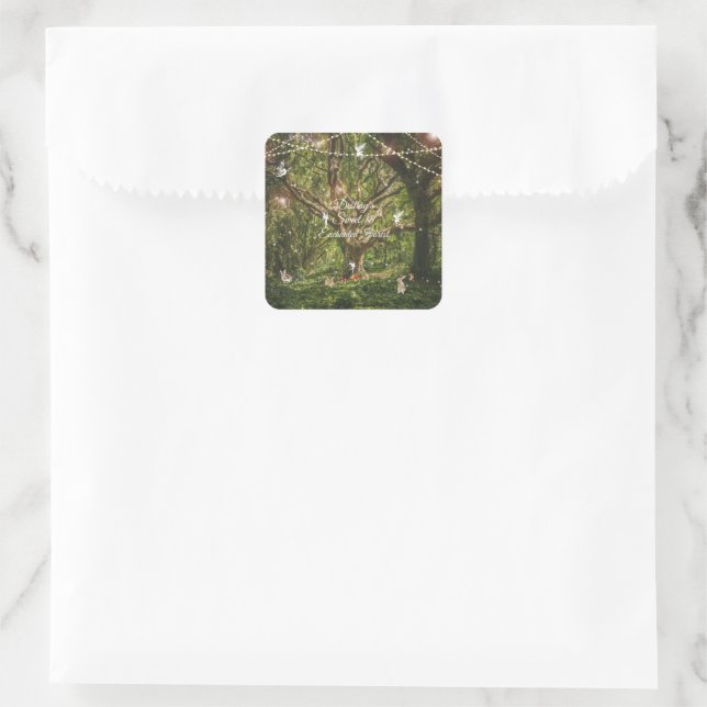 Sweet 16 Enchanted Forest Bunnies Fairies Lights  Square Sticker (Bag)