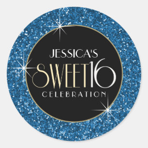 Sweet 16 Faux Blue Glitter Envelope Seal
