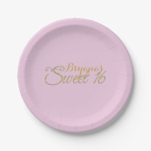 SWEET 16 Faux Glitter ANY COLOR Party Plates