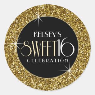 Sweet 16 Faux Gold Glitter Envelope Seal