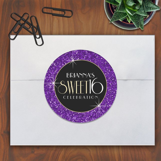 Sweet 16 Faux Purple Glitter Envelope Seal (Creator Uploaded)
