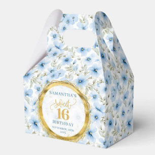 Sweet 16 Favour Box Dusty Blue Boho Floral Glitter